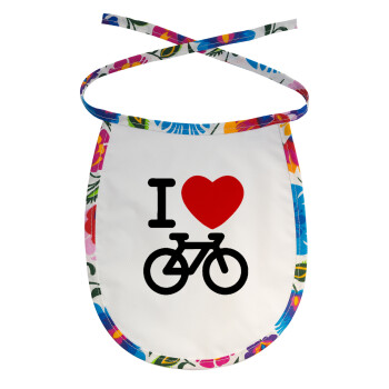 I love Bike, Σαλιάρα μωρού αλέκιαστη με κορδόνι Χρωματιστή