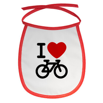 I love Bike, Σαλιάρα μωρού αλέκιαστη με κορδόνι Κόκκινη