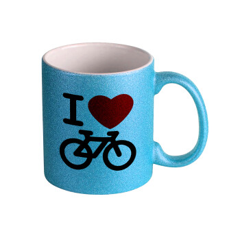 I love Bike, Κούπα Σιέλ Glitter που γυαλίζει, κεραμική, 330ml