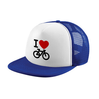 I love Bike, Καπέλο Ενηλίκων Soft Trucker με Δίχτυ Blue/White (POLYESTER, ΕΝΗΛΙΚΩΝ, UNISEX, ONE SIZE)