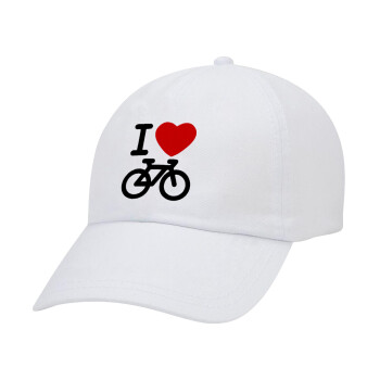 I love Bike, Καπέλο Baseball Λευκό (5-φύλλο, unisex)