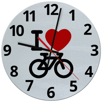 I love Bike, Ρολόι τοίχου γυάλινο (30cm)
