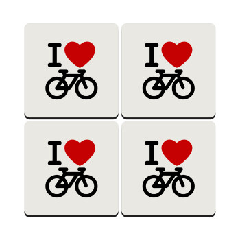 I love Bike, ΣΕΤ 4 Σουβέρ ξύλινα τετράγωνα (9cm)