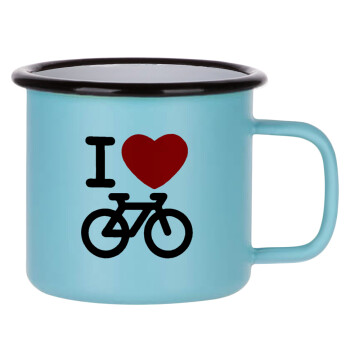 I love Bike, Κούπα Μεταλλική εμαγιέ ΜΑΤ σιέλ 360ml