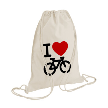 I love Bike, Τσάντα πλάτης πουγκί GYMBAG natural (28x40cm)