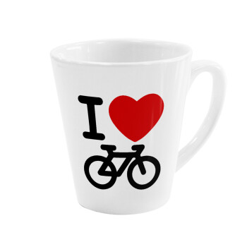 I love Bike, Κούπα κωνική Latte Λευκή, κεραμική, 300ml