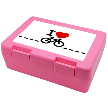 I love Bike, Children's cookie container PINK 185x128x65mm (BPA free plastic)
