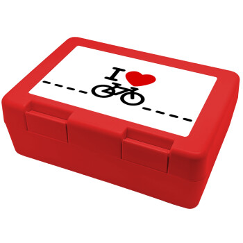 I love Bike, Παιδικό δοχείο κολατσιού ΚΟΚΚΙΝΟ 185x128x65mm (BPA free πλαστικό)