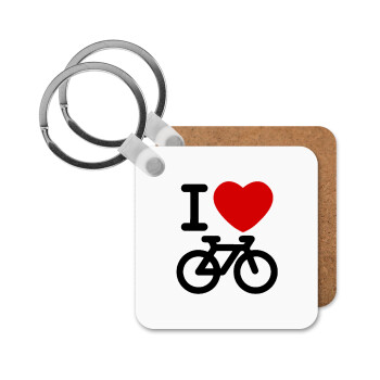 I love Bike, Μπρελόκ Ξύλινο τετράγωνο MDF