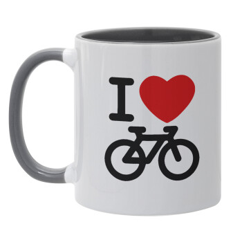 I love Bike, Κούπα χρωματιστή γκρι, κεραμική, 330ml