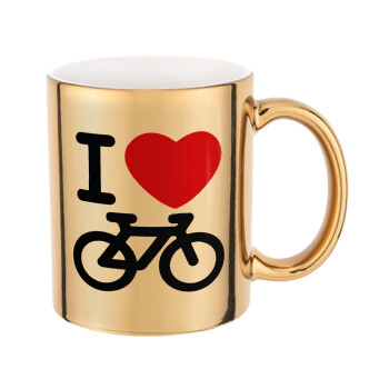 I love Bike, Κούπα κεραμική, χρυσή καθρέπτης, 330ml