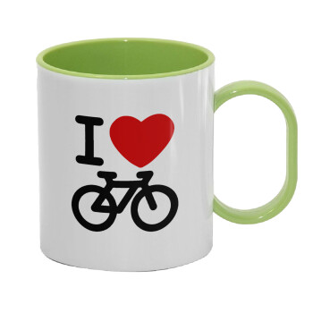 I love Bike, Κούπα (πλαστική) (BPA-FREE) Polymer Πράσινη για παιδιά, 330ml