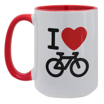 I love Bike, Κούπα Mega 15oz, κεραμική Κόκκινη, 450ml