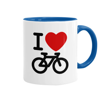 I love Bike, Mug colored blue, ceramic, 330ml