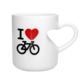 I love Bike, Κούπα καρδιά λευκή, κεραμική, 330ml