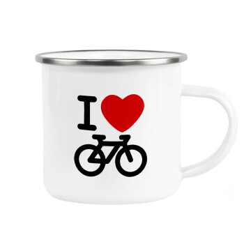 I love Bike, Metallic enamel cup white 360ml