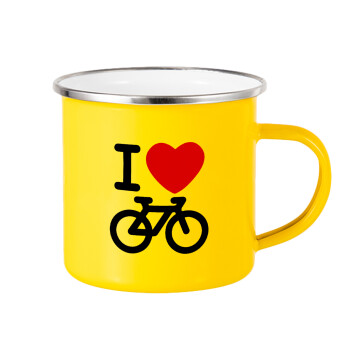 I love Bike, Κούπα Μεταλλική εμαγιέ Κίτρινη 360ml