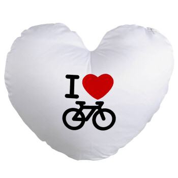 I love Bike, Μαξιλάρι καναπέ καρδιά 40x40cm περιέχεται το  γέμισμα