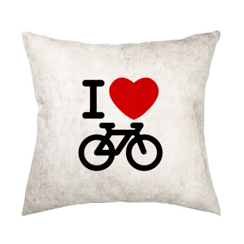 I love Bike, Μαξιλάρι καναπέ Δερματίνη Γκρι 40x40cm με γέμισμα