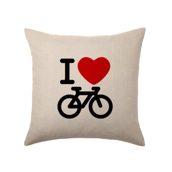 I love Bike, Μαξιλάρι καναπέ ΛΙΝΟ 40x40cm περιέχεται το  γέμισμα