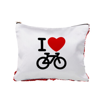 I love Bike, Τσαντάκι νεσεσέρ με πούλιες (Sequin) Κόκκινο