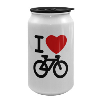 I love Bike, Κούπα ταξιδιού μεταλλική με καπάκι (tin-can) 500ml