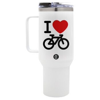 I love Bike, Mega Tumbler με καπάκι, διπλού τοιχώματος (θερμό) 1,2L