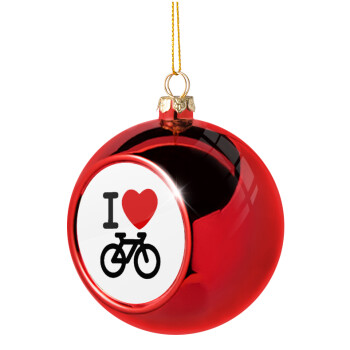 I love Bike, Χριστουγεννιάτικη μπάλα δένδρου Κόκκινη 8cm
