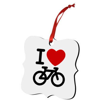I love Bike, Χριστουγεννιάτικο στολίδι polygon ξύλινο 7.5cm