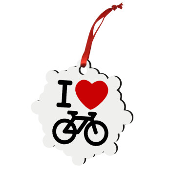 I love Bike, Χριστουγεννιάτικο στολίδι snowflake ξύλινο 7.5cm