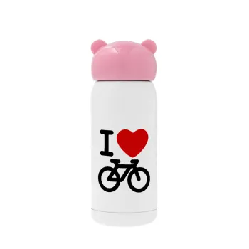 I love Bike, Ροζ ανοξείδωτο παγούρι θερμό (Stainless steel), 320ml