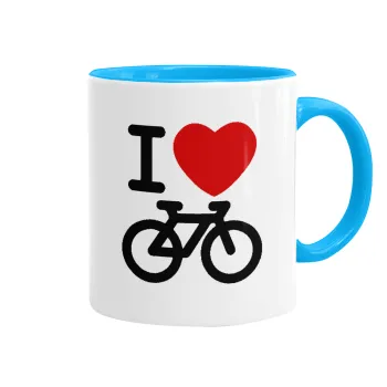 I love Bike, Mug colored light blue, ceramic, 330ml