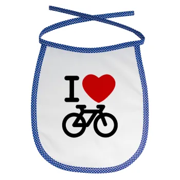 I love Bike, Σαλιάρα μωρού αλέκιαστη με κορδόνι Μπλε