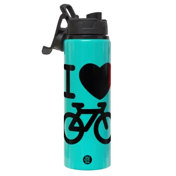 I love Bike, Μεταλλικό παγούρι νερού με καπάκι ασφαλείας, αλουμινίου 850ml