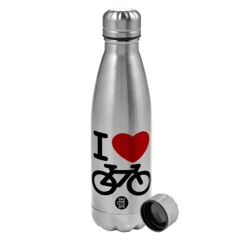 I love Bike, Metallic water bottle, stainless steel, 750ml