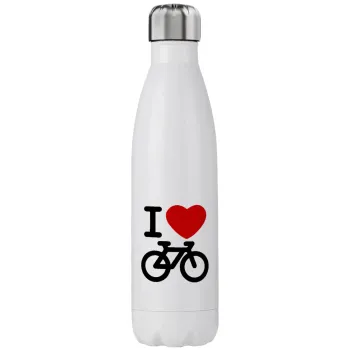 I love Bike, Μεταλλικό παγούρι θερμός (Stainless steel), διπλού τοιχώματος, 750ml