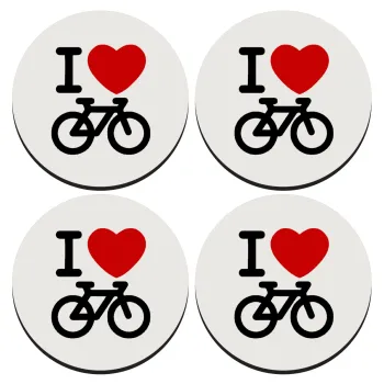 I love Bike, ΣΕΤ 4 Σουβέρ ξύλινα στρογγυλά (9cm)