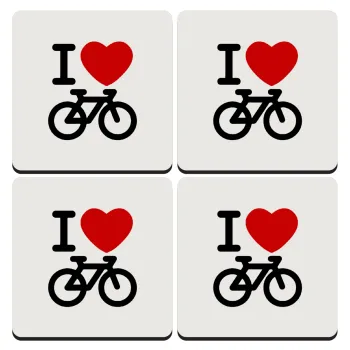 I love Bike, ΣΕΤ 4 Σουβέρ ξύλινα τετράγωνα (9cm)