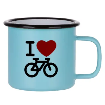I love Bike, Κούπα Μεταλλική εμαγιέ ΜΑΤ σιέλ 360ml