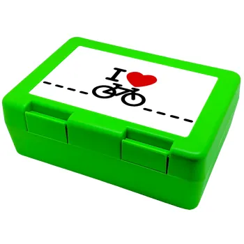 I love Bike, Παιδικό δοχείο κολατσιού ΠΡΑΣΙΝΟ 185x128x65mm (BPA free πλαστικό)