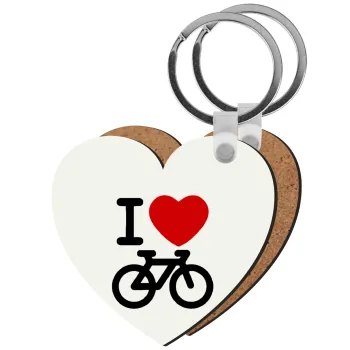 I love Bike, Μπρελόκ Ξύλινο καρδιά MDF
