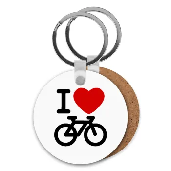 I love Bike, Μπρελόκ Ξύλινο στρογγυλό MDF Φ5cm