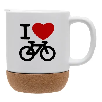 I love Bike, Κούπα, κεραμική με βάση φελού και καπάκι (ΜΑΤ), 330ml