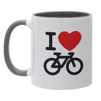 I love Bike, Κούπα χρωματιστή γκρι, κεραμική, 330ml