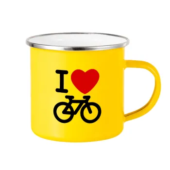 I love Bike, Yellow Enamel Metallic Cup 360ml