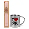 Easter Set, metallic thermal cup (300ml) & aromatic flat Easter candle (30cm) (PINK)