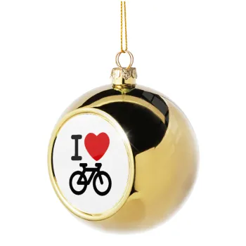 I love Bike, Golden Christmas tree ball ornament 8cm