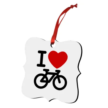 I love Bike, Christmas ornament polygon wooden 7.5cm