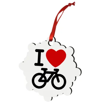 I love Bike, Christmas ornament snowflake wooden 7.5cm