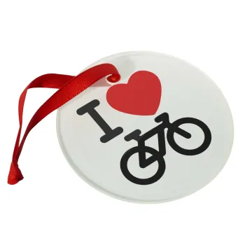 I love Bike, Christmas ornament glass 9cm